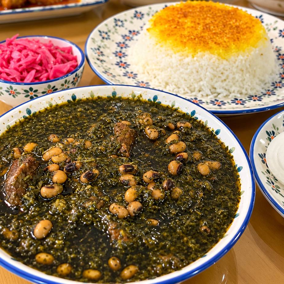 چلو قرمه سبزی